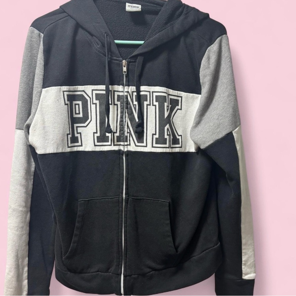 PINK Victoria's Secret Black and Gray Hoodie Jacket